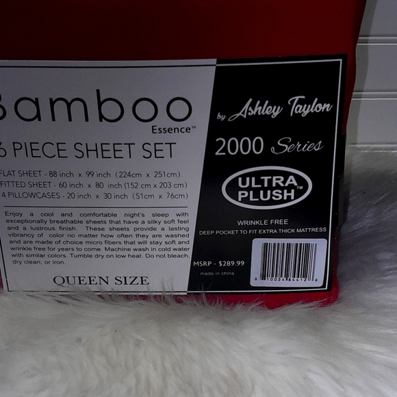 Bamboo Essence Queen Red 6 Piece Sheet Set - Picture 7 of 10